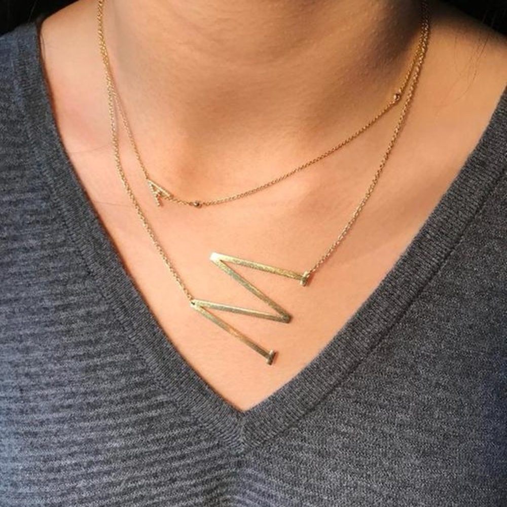 Anthropologie Gold Initial M Necklace